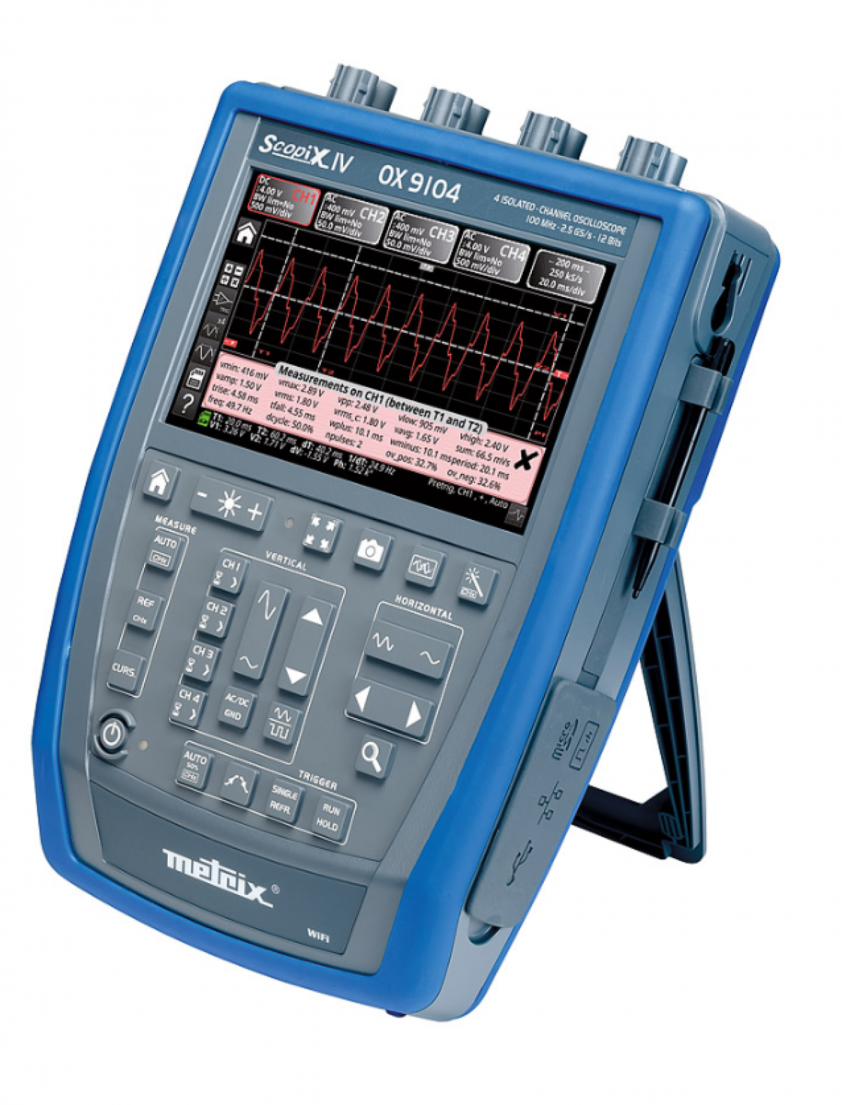 Metrix OX 9104 Hand-Oszilloskop - Bandbreite: 100 MHz, 2,5 GS/s, 4 Kanal