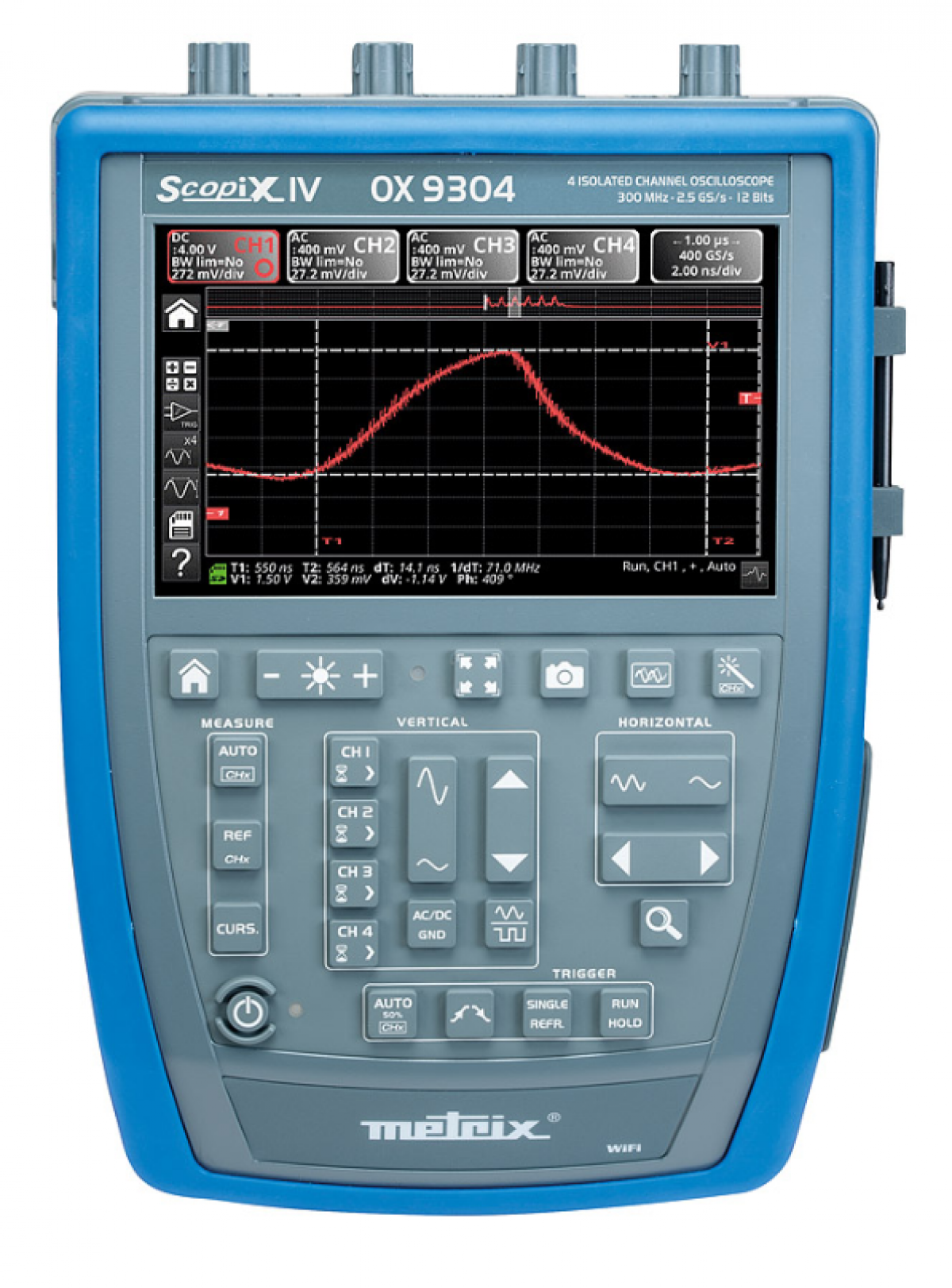 Metrix OX 9304 Hand-Oszilloskop - Bandbreite: 300 MHz, 2,5 GS/s, 4 Kanal