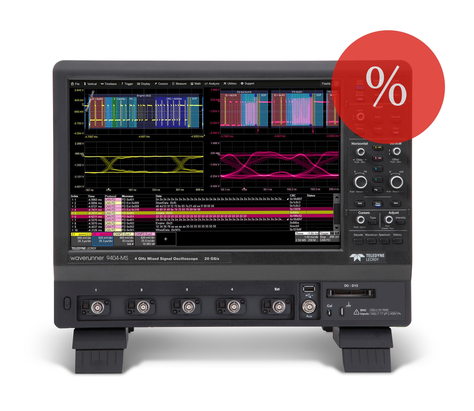 Teledyne LeCroy WaveRunner 9404-MS - 4 GHz, 4 Kanal  + 16 Mixed Signal  - DEMO